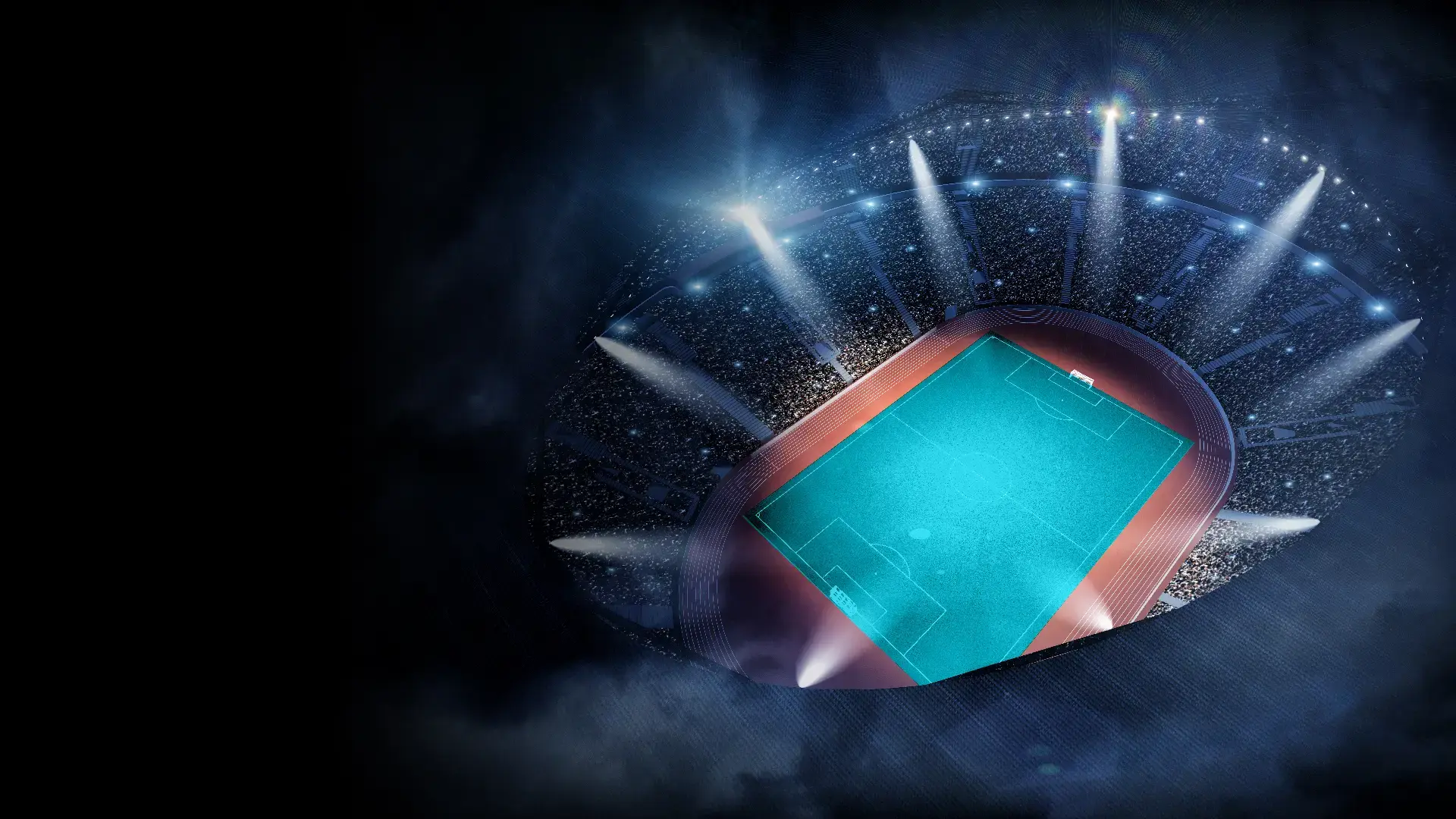 Vue panoramique d'un stade sportif illuminé
